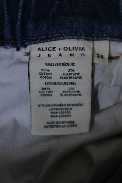 Alice + Olivia Jeans Womens Waist Buckle Four Pocket Shorts Blue Size 24