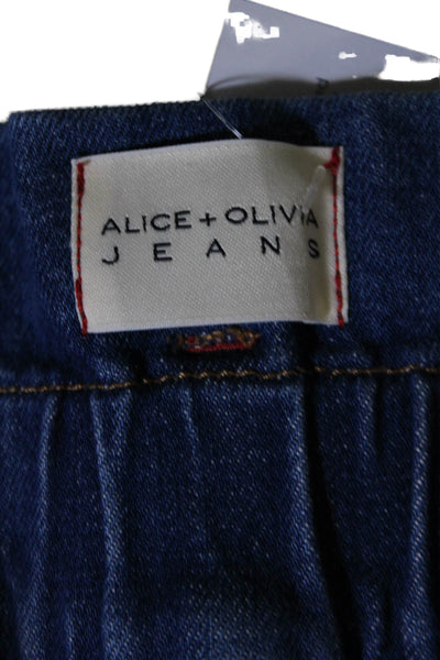 Alice + Olivia Jeans Womens Waist Buckle Four Pocket Shorts Blue Size 24