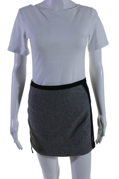 Skhoop Womens Full Side Zipper Mini Skirt Gray Black Size Extra Small