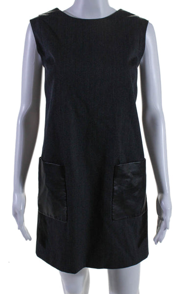 J Crew Womens Faux Leather Pockets Sleeveless Dress Black Size 00 Petite