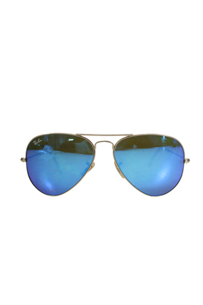 Ray Ban Womens Silver Blue Mirror Lenses RD3025 Aviator Metal Sunglasses