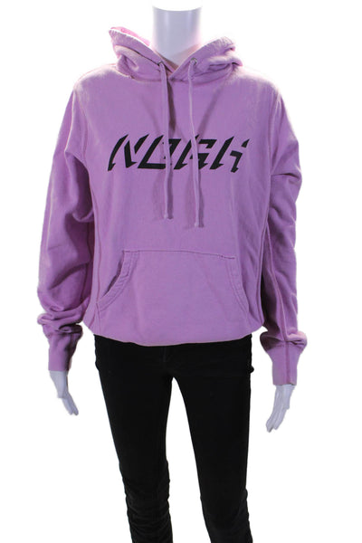 Noah Womens Cotton Fleece Graphic Print Pullover Drawstring Hoodie Pink Size S