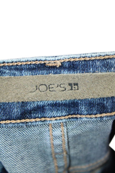 Joes Womens Zip Button Dark Wash Denim Distressed Frayed Jeans Blue Size EUR 26