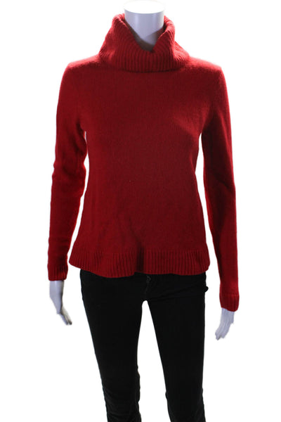 J Crew Womens Turtleneck Rib Long Sleeve Thick Knit Sweater Red Size S