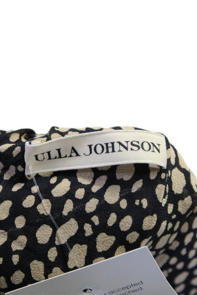 Ulla Johnson Womens Smocked Tiered Animal Printed Silk Skirt Brown Black Size 2