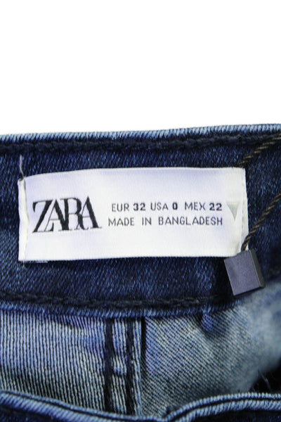 Zara Womens Square Neck Denim Crop Top Skinny Jeans Set Blue Size Extra Small 0