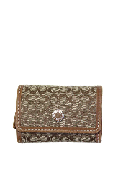 Coach Unisex Brown Monogram Canvas Leather Trim Contact Lens Case