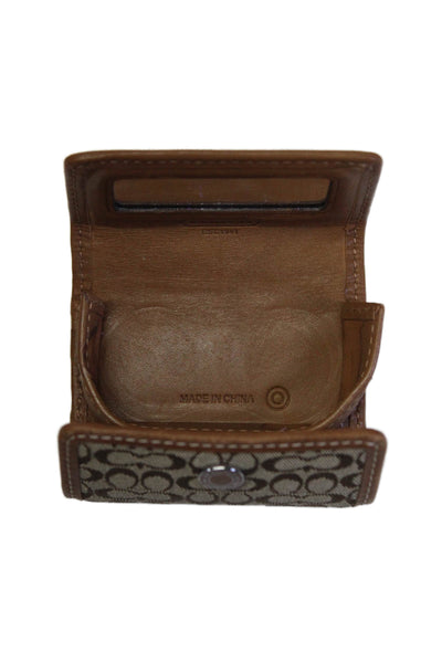 Coach Unisex Brown Monogram Canvas Leather Trim Contact Lens Case