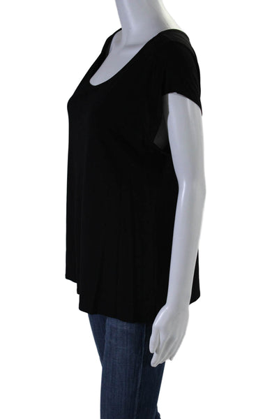 Eileen Fisher Women's Round Neck Short Sleeves Basic Blouse Black Size XL