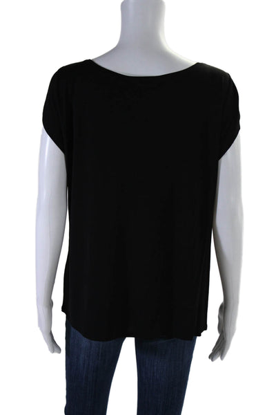 Eileen Fisher Women's Round Neck Short Sleeves Basic Blouse Black Size XL