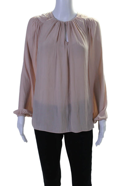 Ramy Brook Womens Long Sleeve Cut Out Twist Neck Blouse Pink Size Extra Small