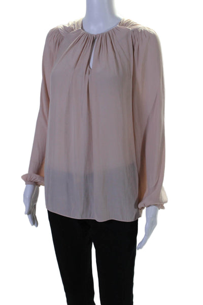 Ramy Brook Womens Long Sleeve Cut Out Twist Neck Blouse Pink Size Extra Small