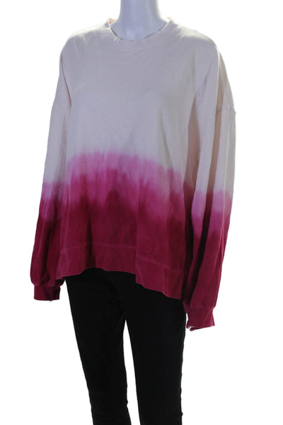 Electric & Rose Womens Cotton Long Sleeve Ombre Pullover Crewneck Pink Size L