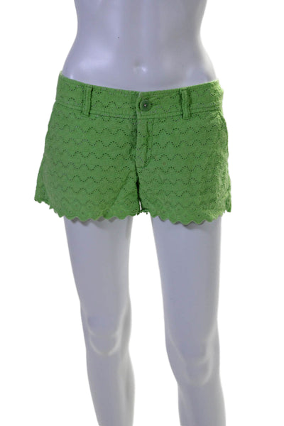 Lilly Pulitzer Womens Cotton Eyelet Lined Short Welsh Shorts Lime Green Size 2