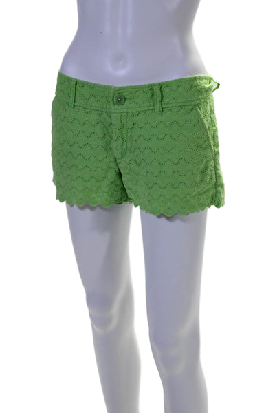 Lilly Pulitzer Womens Cotton Eyelet Lined Short Welsh Shorts Lime Green Size 2