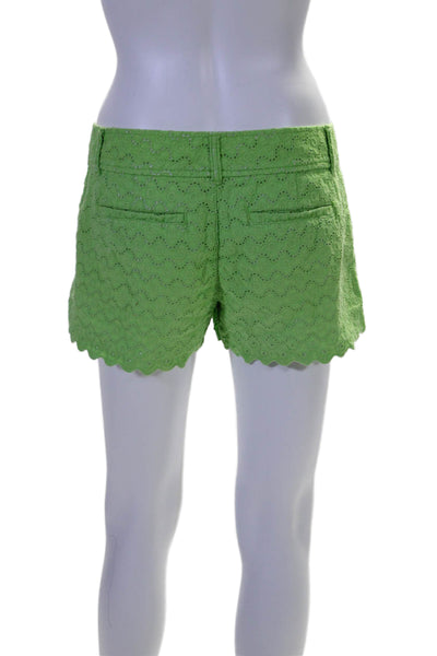 Lilly Pulitzer Womens Cotton Eyelet Lined Short Welsh Shorts Lime Green Size 2