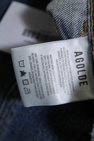 Agolde Womens Cotton Straight Leg Lined Medium Wash Denim Jeans Blue Size S