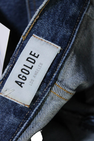 Agolde Womens Cotton Straight Leg Lined Medium Wash Denim Jeans Blue Size S