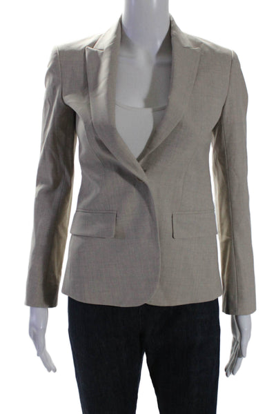 Theory Womens Long Sleeve Peak Lapel One Button Blazer Beige Size 00