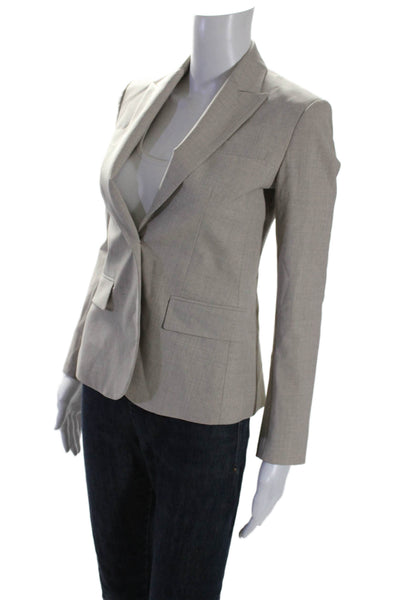 Theory Womens Long Sleeve Peak Lapel One Button Blazer Beige Size 00