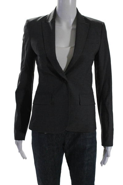 Theory Womens Long Sleeve One Button Peak Lapel Blazer Gray Size 0