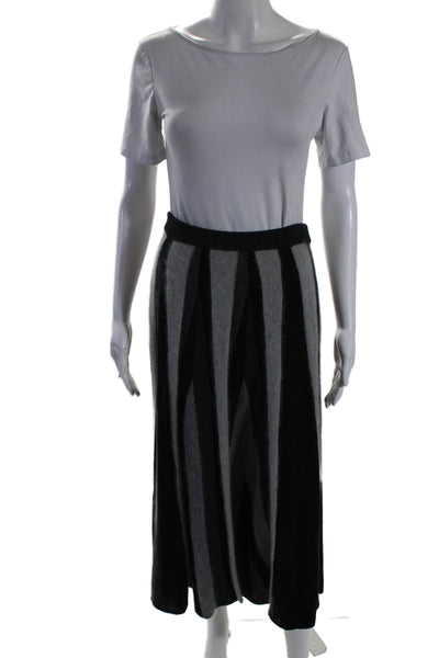 Jon Womens texture Fuzzy Stretch Waistband Stripe Long Skirt Gray Size M