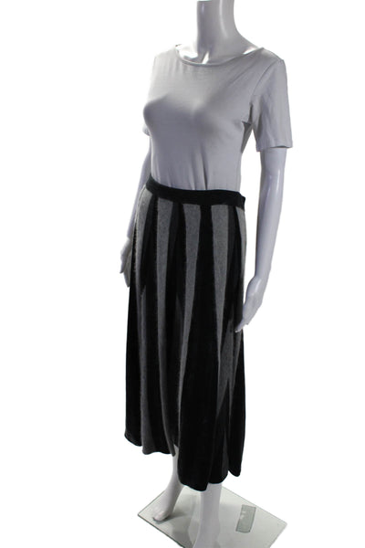 Jon Womens texture Fuzzy Stretch Waistband Stripe Long Skirt Gray Size M