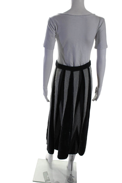 Jon Womens texture Fuzzy Stretch Waistband Stripe Long Skirt Gray Size M