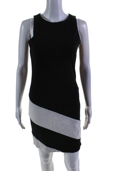 Katherine Barclay Womens Side Zip Scoop Neck Sheath Dress Black White Size XS