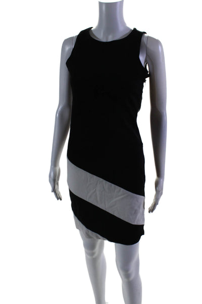 Katherine Barclay Womens Side Zip Scoop Neck Sheath Dress Black White Size XS