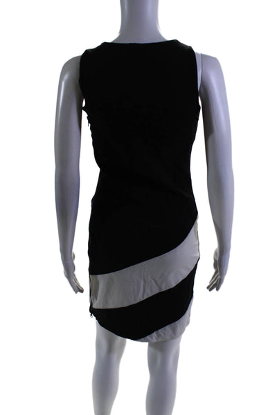 Katherine Barclay Womens Side Zip Scoop Neck Sheath Dress Black White Size XS