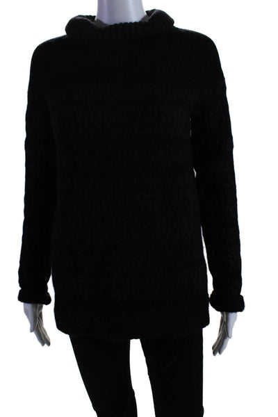 Theory Womens Long Sleeves Rosalin Pigment Turtleneck Sweater Black Size Medium