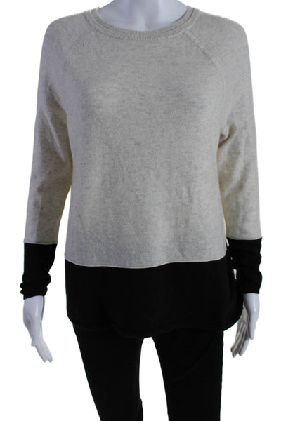 Vince Womens Cashmere Long Sleeves Crew Neck Sweater Grey Black Size Extra Small