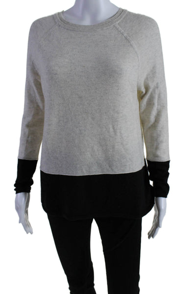 Vince Womens Cashmere Long Sleeves Crew Neck Sweater Grey Black Size Extra Small