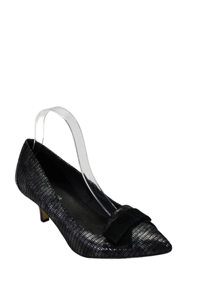 Donald J Pliner Womens Pointed Toe Bow Pumps Black Silver Size 9.5 Medium