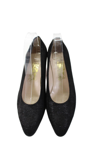 Salvatore Ferragamo Womens Suede Beaded Slide On Pumps Black Size 9.5 B