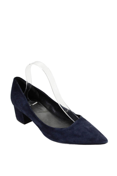 Via Spiga Womens Suede Pointed Toe Slide On Pumps Navy Blue Size 9 Medium