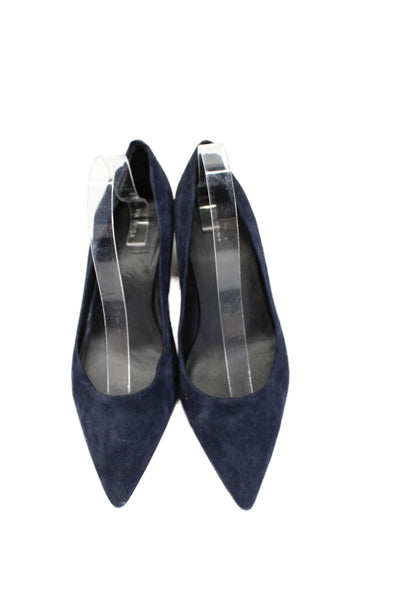 Via Spiga Womens Suede Pointed Toe Slide On Pumps Navy Blue Size 9 Medium