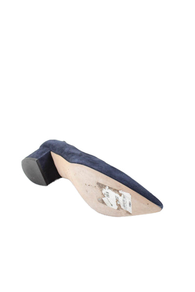 Via Spiga Womens Suede Pointed Toe Slide On Pumps Navy Blue Size 9 Medium