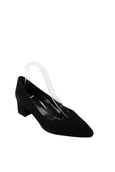 Aquatalia Womens Suede Pointed Toe Slide On Classic Pumps Black Size 9