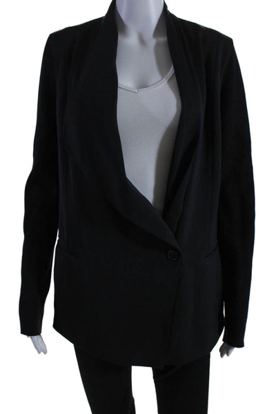 Vince Womens Ribbed Long Sleeves Button Down Jacket Black Cotton Size 10