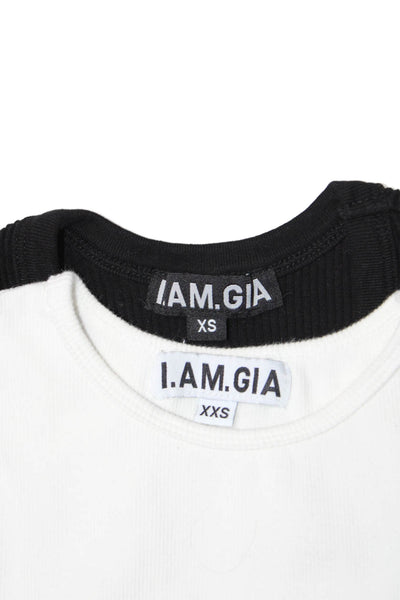 I Am Gia Womens Ribbed Knit Logo Tank Top Tee Shirt Black White Size XS Lot 2