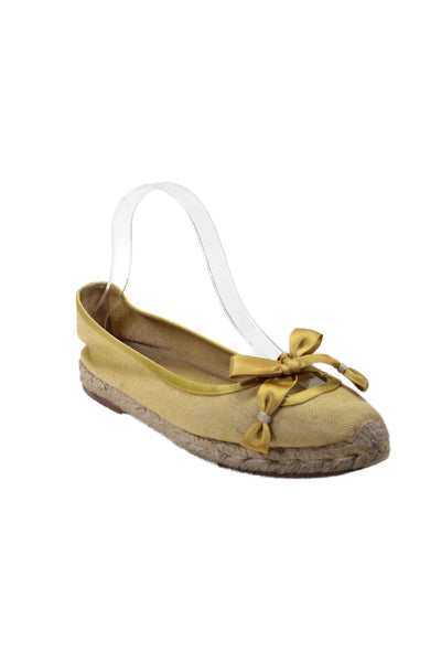 Bottega Veneta Womens Bow Slide On Espadrille Ballet Flats Yellow Size 38 8