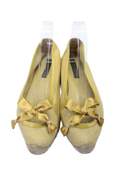 Bottega Veneta Womens Bow Slide On Espadrille Ballet Flats Yellow Size 38 8