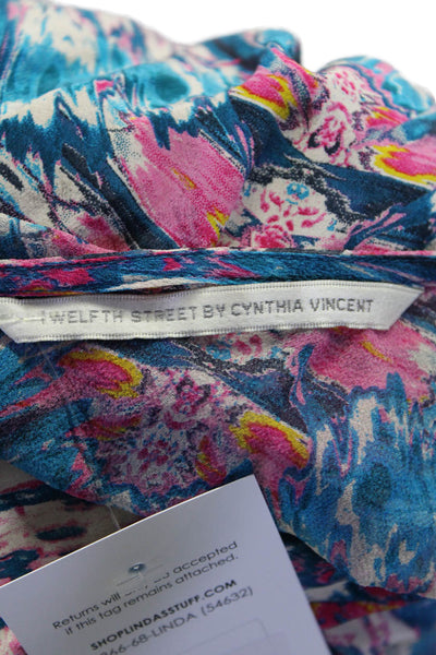 Twelfth Street by Cynthia Vincent Womens Printed Silk Dress Blue Pink Petite