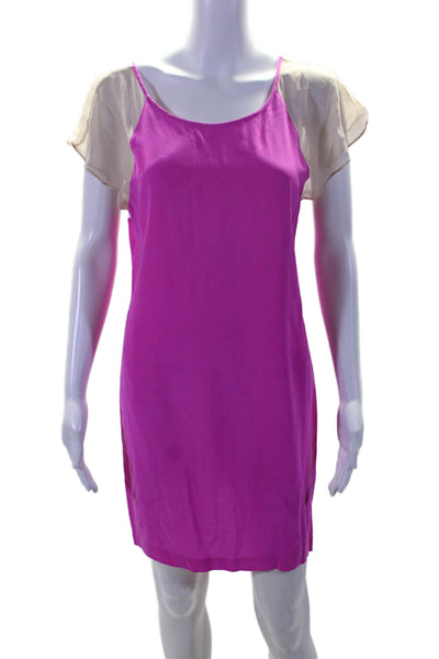 Twelfth Street by Cynthia Vincent Womens Sheer Trim Silk Shift Dress Pink Petite