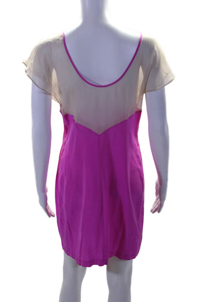 Twelfth Street by Cynthia Vincent Womens Sheer Trim Silk Shift Dress Pink Petite