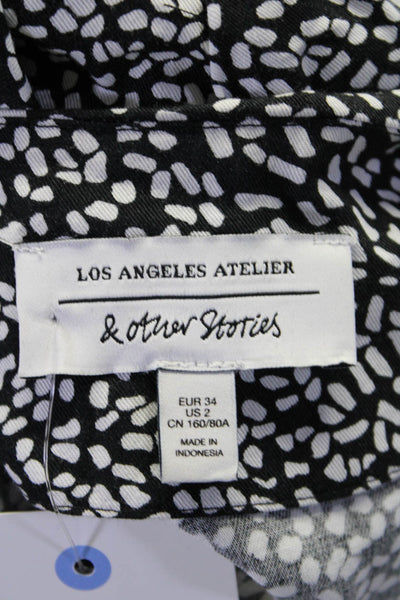 Los Angeles Atelier + Other Stories Womens Double Breasted Jacket Black White 2