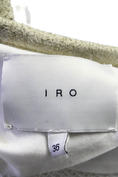 IRO Womens Front Zip Crew Neck Open Knit Light Jacket White Cotton Size FR 36