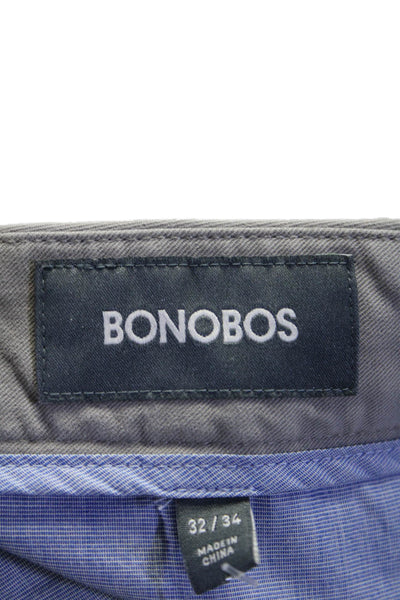 Bonobos Mens Zipper Fly Straight Leg Trouser Pants Gray Cotton Size 32x34